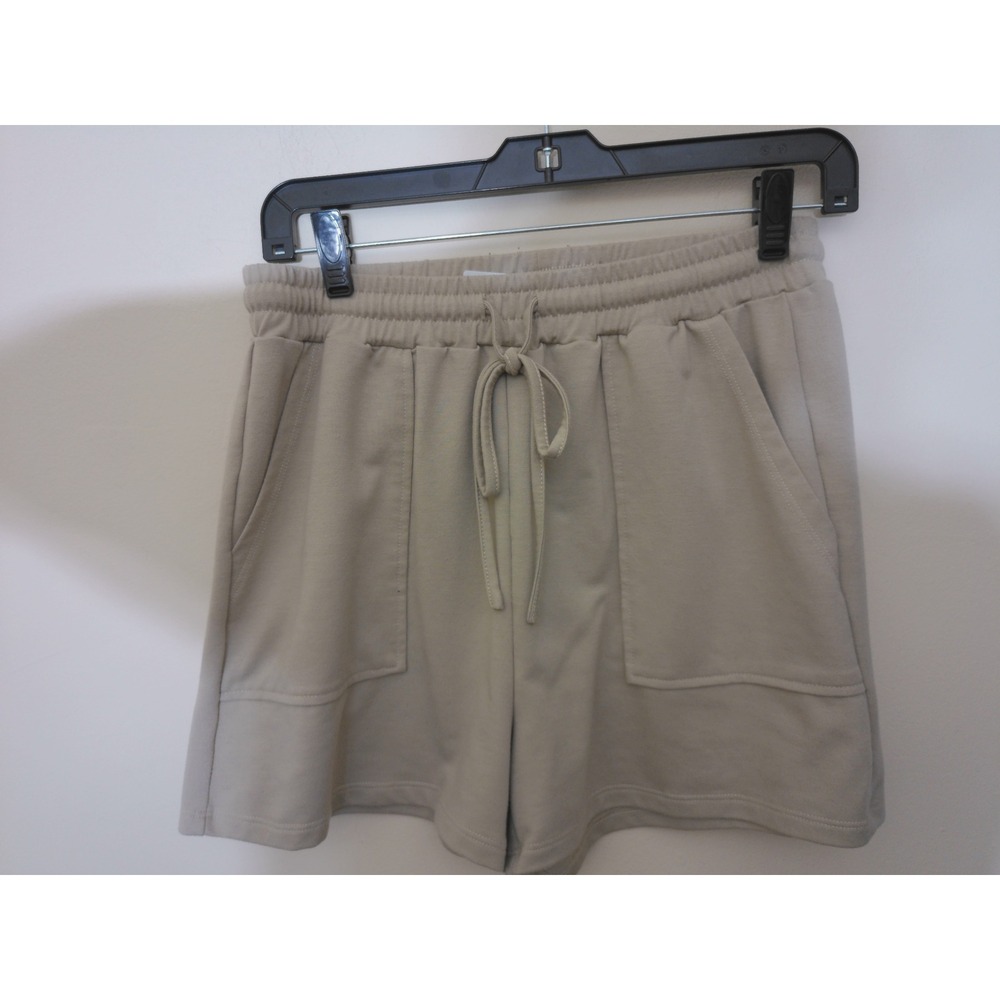Unbranded Lounge Shorts Women Medium Tan Athleisure Patch Pocket High Waist